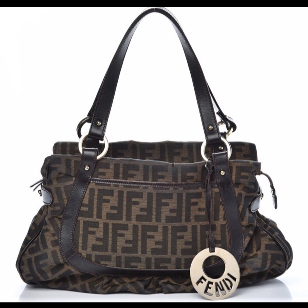 Fendi Zucca medium Chef shopper tote, Shoulder bag -tobacco color
